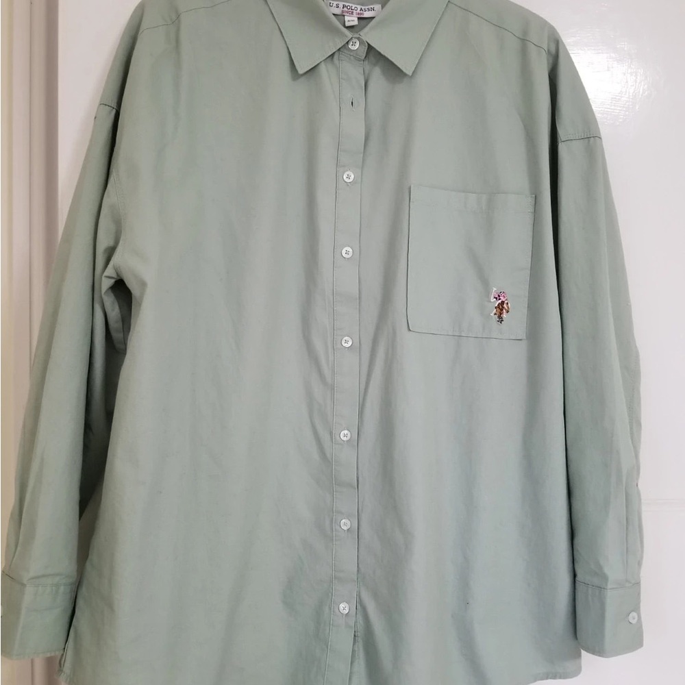U.S. Polo Assn. Green Casual Button Down Shirt Relaxed Fit